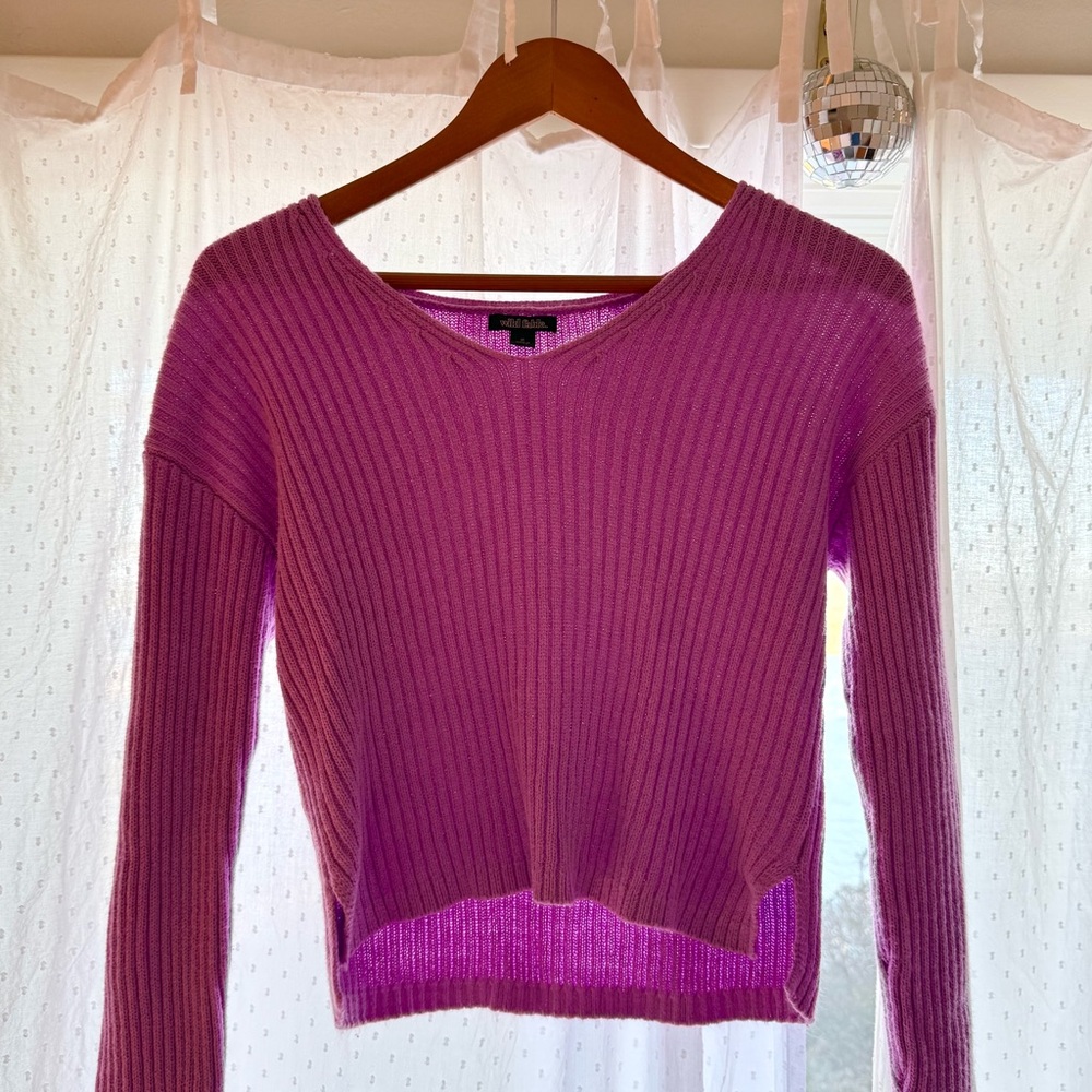 Purple Ribbed Knit Sweater Womens Medium